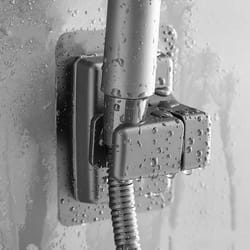 non-punching bathroom handheld shower stand – abs adjustable no drilling wall mount bracket, 360° rotatable holder