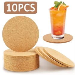 non-slip cork coaster set, cup mat natural round wooden pad for tea, coffee, mug holder & stylish tableware decor