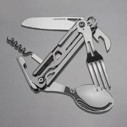 foldable camping cutlery, outdoor tableware multi function knife, fork, spoon & bottle opener