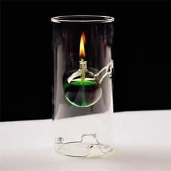 vintage glass oil lamp transparent glass candlestick with interior light chamber, decorative candle holder for home