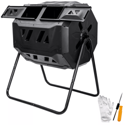 compost tumbler, dual rotating outdoor garden compost bin for fast, efficient composting