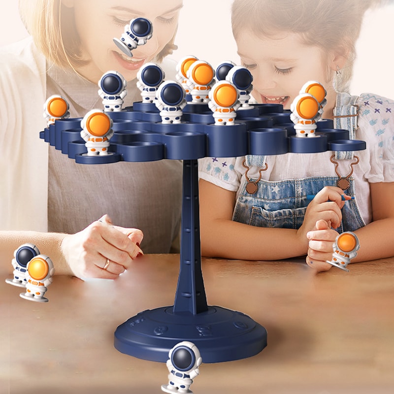 Balance Tree Board Game for Kids, Astronaut Frog Stacking Toy, Educational Tabletop Party Game, Fun Parent-Child