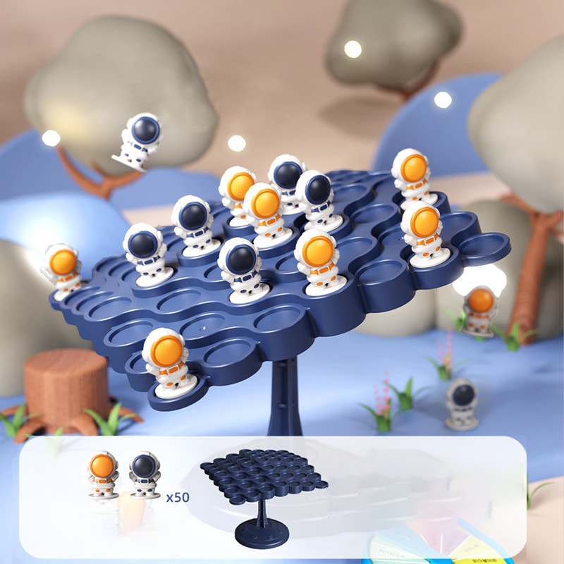 Balance Tree Board Game for Kids, Astronaut Frog Stacking Toy, Educational Tabletop Party Game, Fun Parent-Child