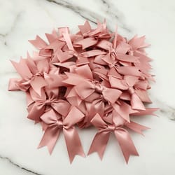 small fresh pink ribbon bow, satin ribbon flower for diy party decoration & handcraft