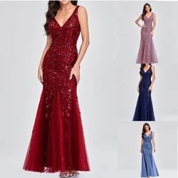 elegant sleeveless summer sequin dress, fashionable v-neck socialite stylegown, hot selling cross-border evening wear