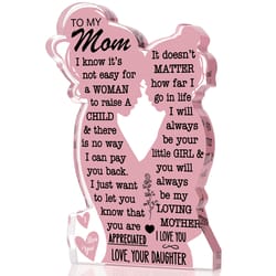 I Love Mom Gift, Mother's Day Acrylic Plaque, Best Mom Ever Sign for Birthday