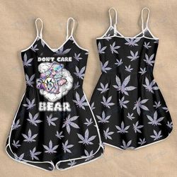 CANNABIS DONT CARE BEAR ROMPERS FOR WOMEN DESIGN 3D SIZE XS - 3XL - CA102206