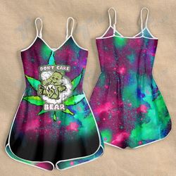 CANNABIS DON'T CARE BEAR PSYCHEDELIC ROMPERS FOR WOMEN DESIGN 3D SIZE XS - 3XL - CA102204
