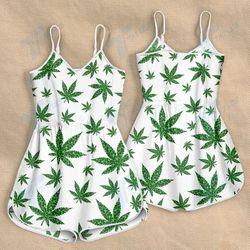 CANNABIS ST PATRICK DAY SHAMROCK PATTERN ROMPERS FOR WOMEN DESIGN 3D SIZE XS - 3XL - CA102202