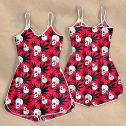 CANNABIS SKULL ROMPERS FOR WOMEN DESIGN 3D SIZE XS - 3XL - CA102199