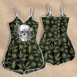 CANNABIS SKULL ROMPERS FOR WOMEN DESIGN 3D SIZE XS - 3XL - CA102198