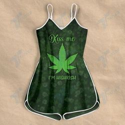 CANNABIS KISS ME I'M HIGHRISH ROMPERS FOR WOMEN DESIGN 3D SIZE XS - 3XL - CA102245