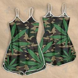 CANNABIS LEAF CAMOUFLAGE ROMPERS FOR WOMEN DESIGN 3D SIZE XS - 3XL - CA102235