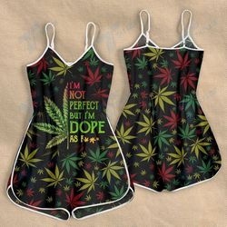 CANNABIS I'M NOT PERFECT BUT I'M DOPE AS F RASTA COLOR ROMPERS FOR WOMEN DESIGN 3D SIZE XS - 3XL - CA102192