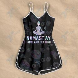 CANNABIS NAMAST'AY HOME AND GET HIGH ROMPERS FOR WOMEN DESIGN 3D SIZE XS - 3XL - CA102227