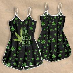 CANNABIS I'M BLUNT BECAUSE GOD ROLLED ME THAT WAY ROMPERS FOR WOMEN DESIGN 3D SIZE XS - 3XL - CA102189