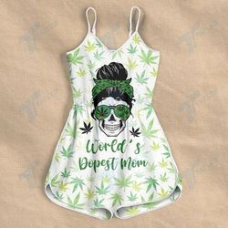 CANNABIS WORLD'S DOPEST MOM ROMPERS FOR WOMEN DESIGN 3D SIZE XS - 3XL - CA102223