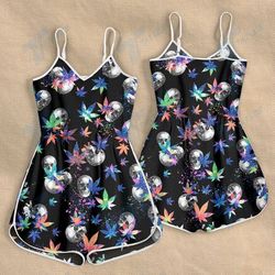 CANNABIS SKULL COLOR ROMPERS FOR WOMEN DESIGN 3D SIZE S - 3XL - CA102175