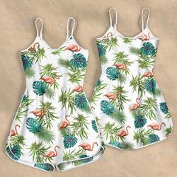 CANNABIS TROPICAL FLAMINGO PATTERN ROMPERS FOR WOMEN DESIGN 3D SIZE S - 3XL - CA102174