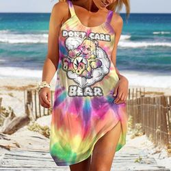 Cannabis Bear Dont Care Beach Dress Design 3D Full Printed Size S - 5XL CA102250