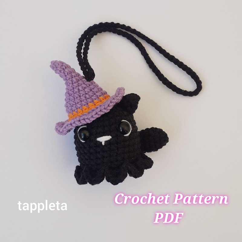 Black Cat Ghost Car Hanger Crochet Pattern Witchy Cat Car Charm Crochet Mystic Black Cat Boo Kitty Spooky Decoration 2