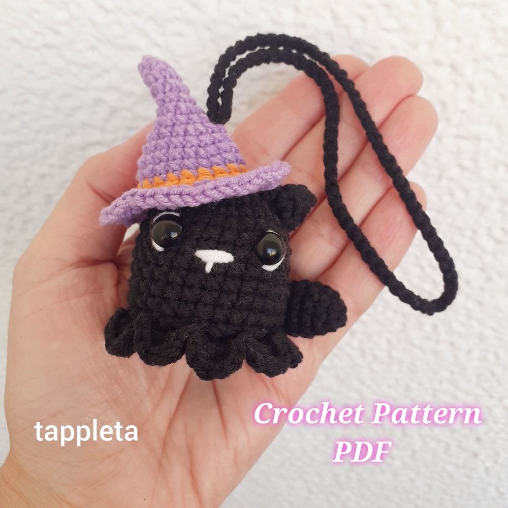 Black Cat Ghost Car Hanger Crochet Pattern Witchy Cat Car Charm Crochet Mystic Black Cat Boo Kitty Spooky Decoration 3