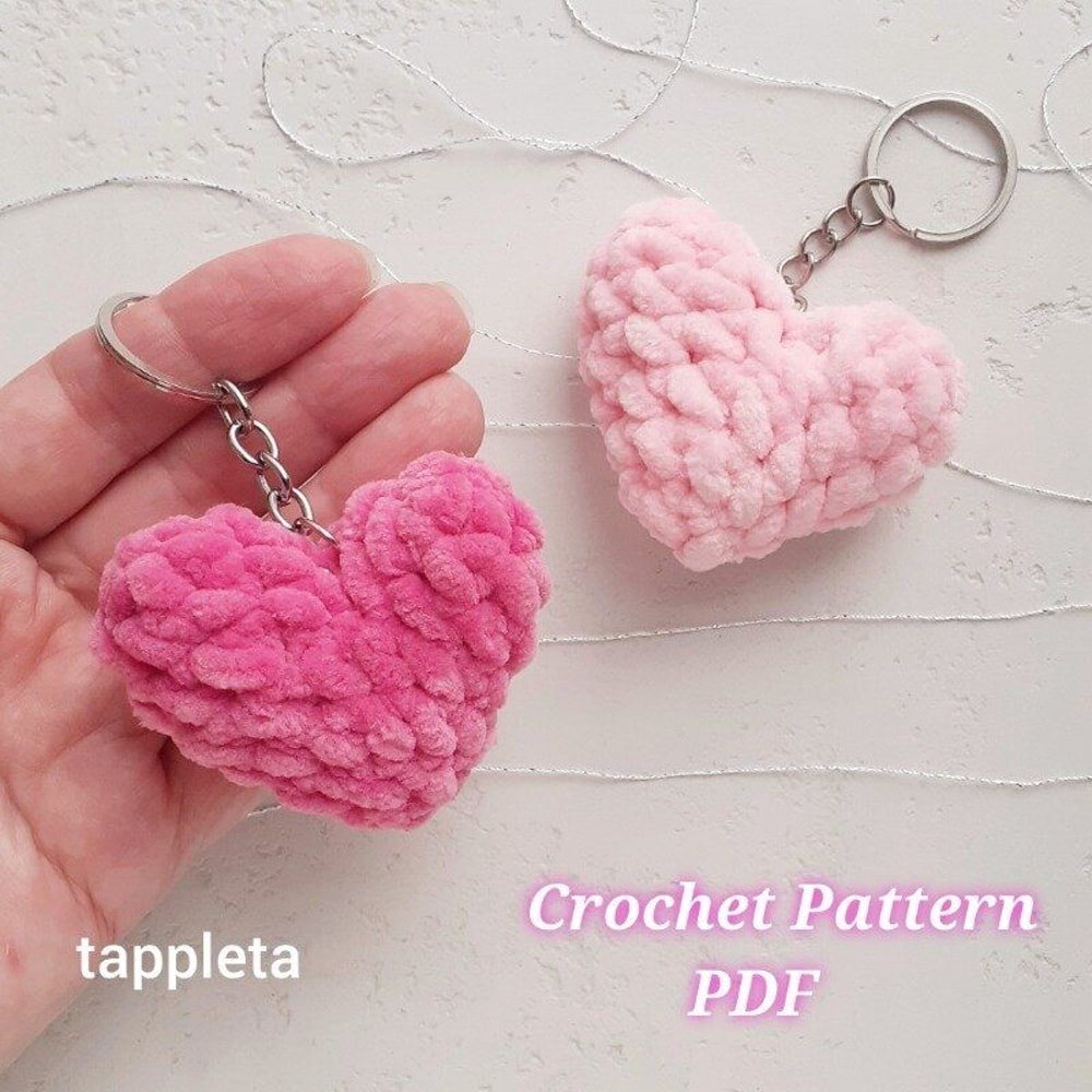 Heart Plushie Crochet Pattern Valentine Heart Keychain Amigurumi Heart Small Valentines Day Decor G 2