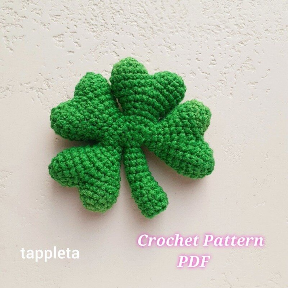 Four Leaf Clover Crochet Pattern Lucky Charm St Patricks Day Good Luck Keychain Clover Amigurumi Le 2