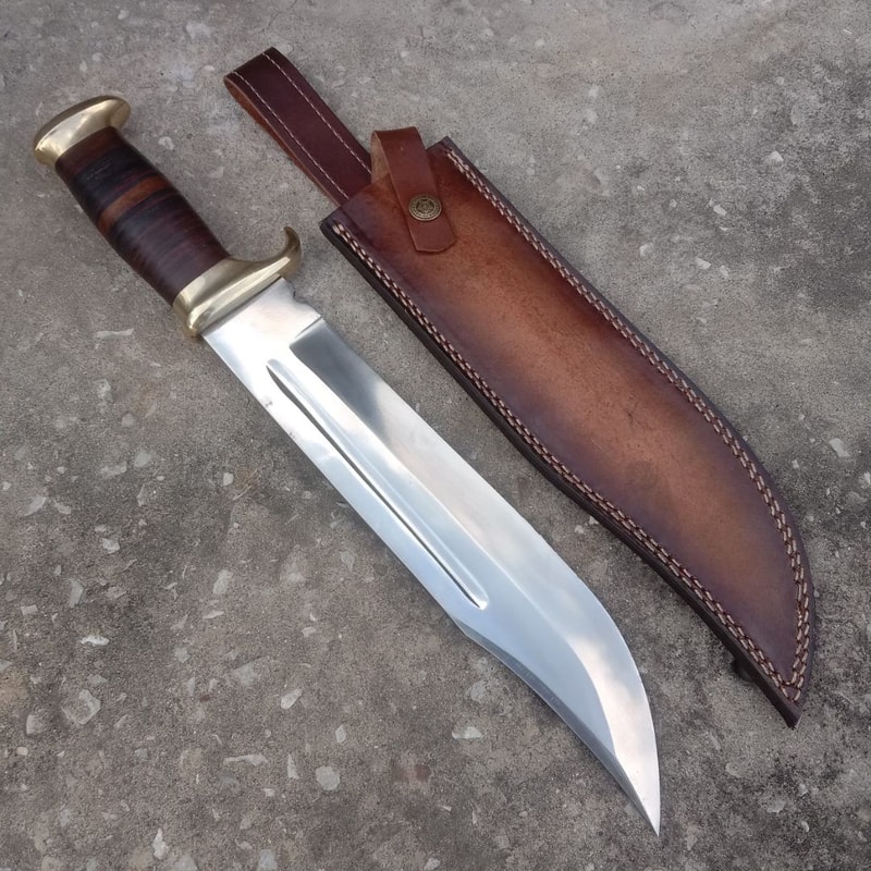 Crocodile Dundee Bowie Knife Leather Handle Custom Handmade Bowie Survival Outdoor Hunting Knife Gift For Him Special.jpg