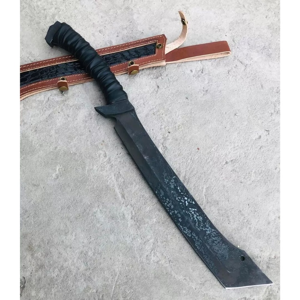 Oil Quenched Carbon Steel Full Tang Machete Knife Custom Handmade Hunting Knife (1).jpg