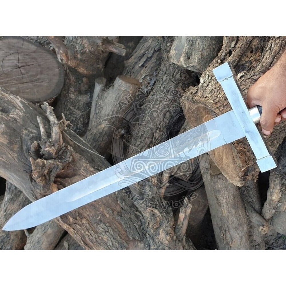 Viking Sword Mirror Polished Custom Handmade Sword Survival Outdoor Sword Double (2).jpg