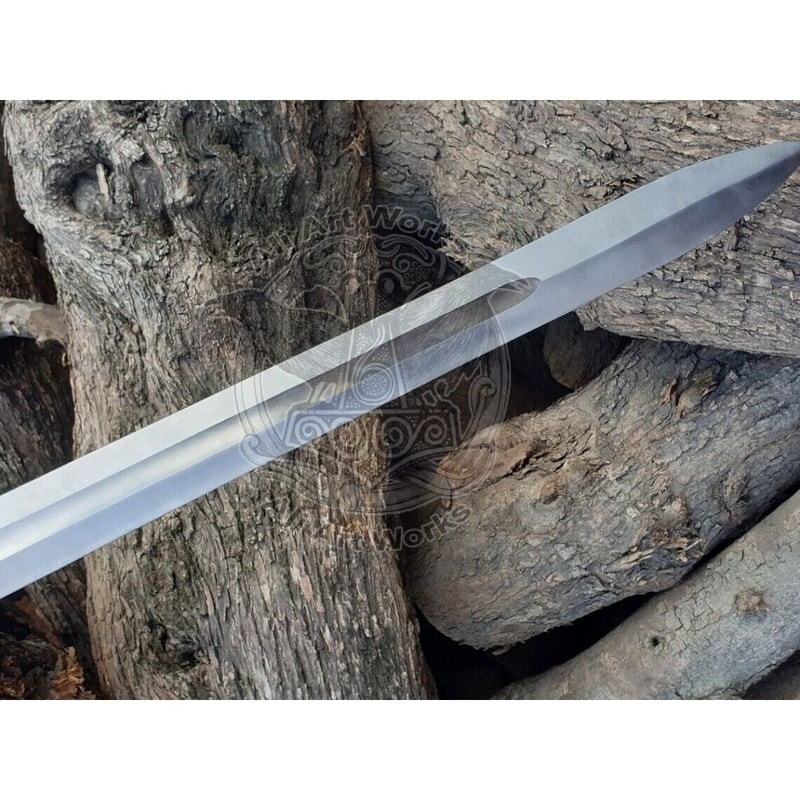 Viking Sword Mirror Polished Custom Handmade Sword Survival Outdoor Sword Double (5).jpg