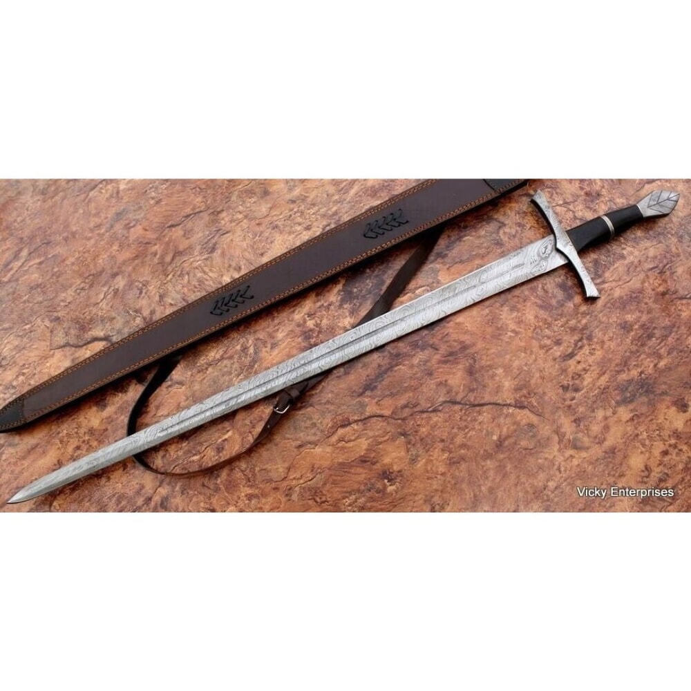 Custom Handmade Damascus Steel Sword Forged Viking Unique Outdoor Double Edged (2).jpg
