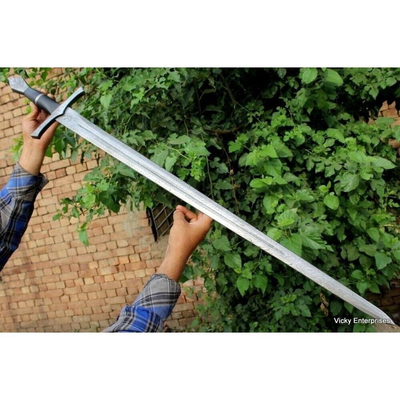 Custom Handmade Damascus Steel Sword Forged Viking Unique Outdoor Double Edged (3).jpg