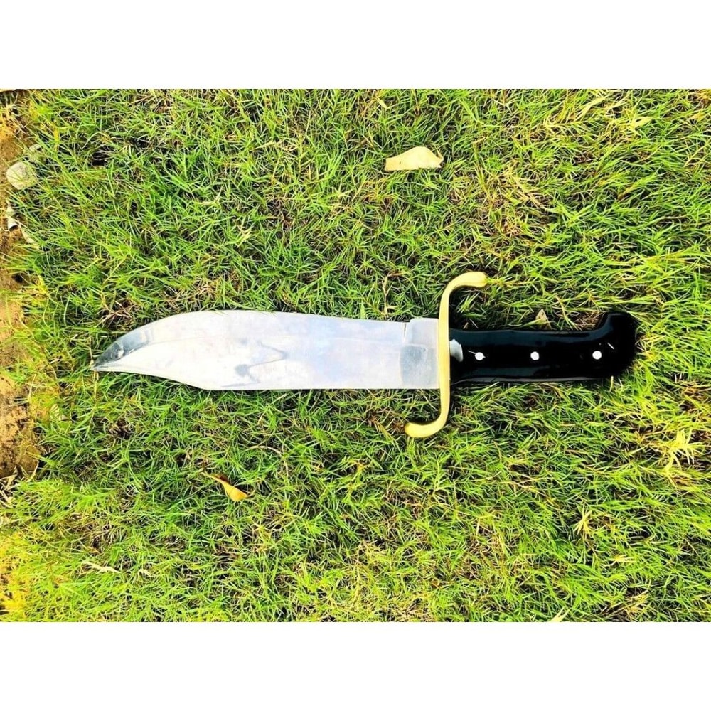 Custom Handmade Buffalo Horn Handle Bowie Knife Full Tang Hunting Free Engraving (1).jpg