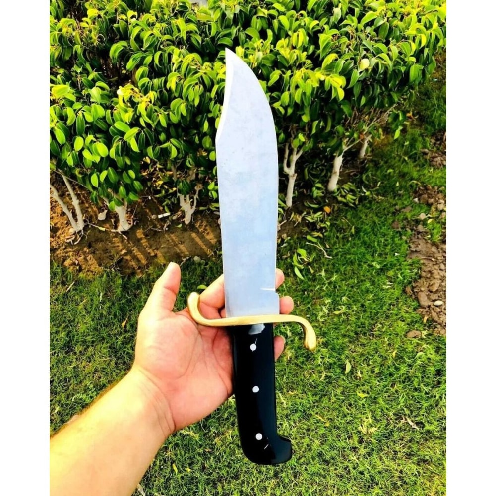 Custom Handmade Buffalo Horn Handle Bowie Knife Full Tang Hunting Free Engraving (3).jpg