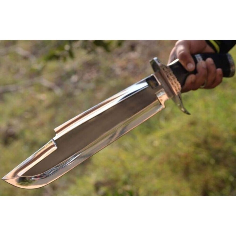 Custom Handmade Predator Bowie Knife Black Micarta Handle Bowie WFree Engraving (1).jpg