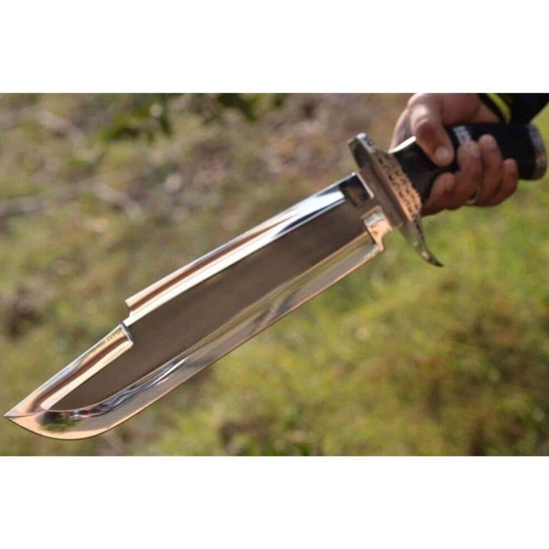 Custom Handmade Predator Bowie Knife Black Micarta Handle Bowie WFree Engraving (1).jpg