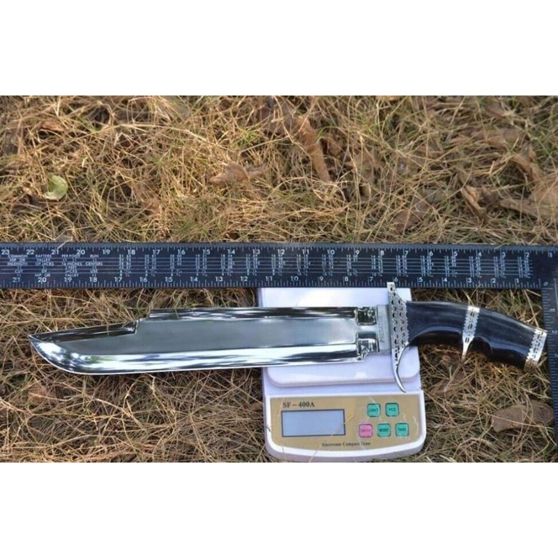 Custom Handmade Predator Bowie Knife Black Micarta Handle Bowie WFree Engraving (2).jpg