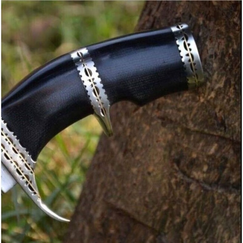 Custom Handmade Predator Bowie Knife Black Micarta Handle Bowie WFree Engraving (4).jpg