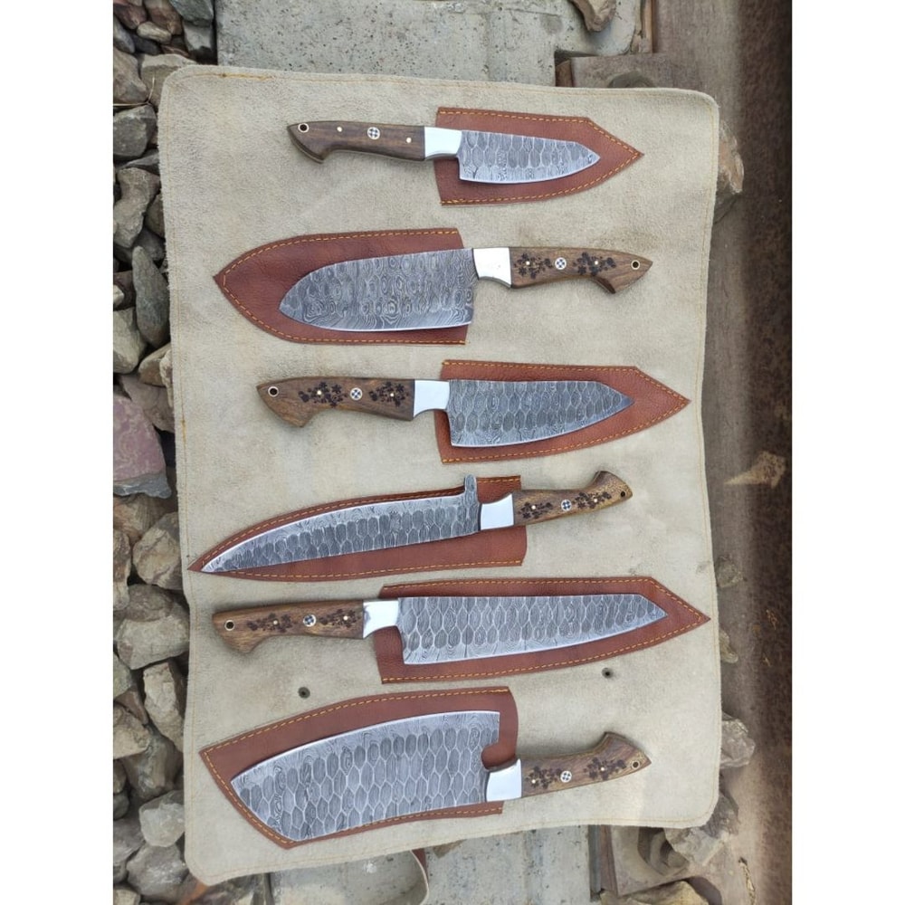 Engraved Chef Knife Set Handmade Damascus Steel Full Tang Forged Steel Knife Set (1).jpg