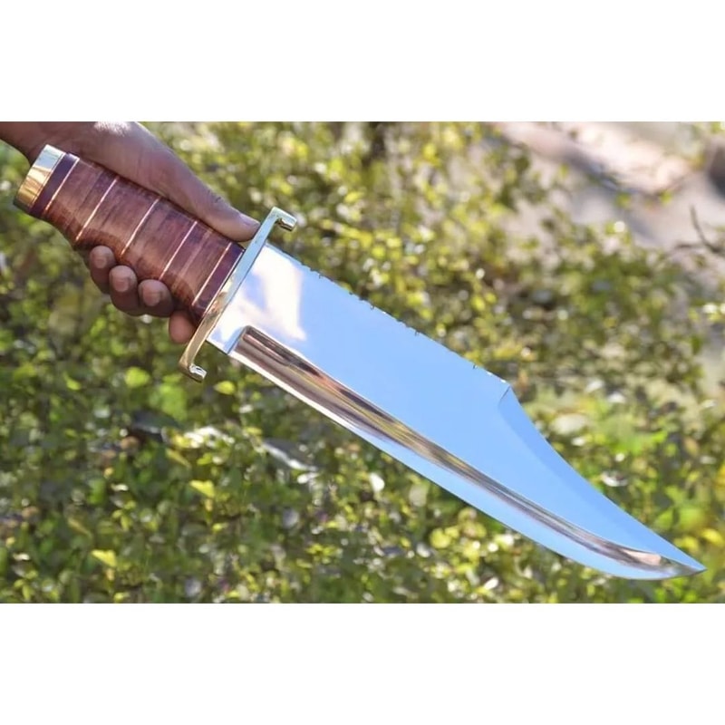 Alamo Musso Bowie Knife Custom Handmade Stacked Lather Knife Survival Outdoor (1).jpg