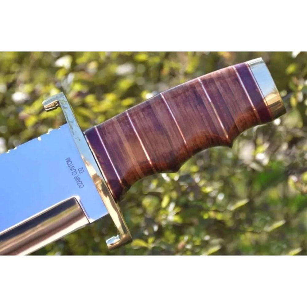 Alamo Musso Bowie Knife Custom Handmade Stacked Lather Knife Survival Outdoor (4).jpg