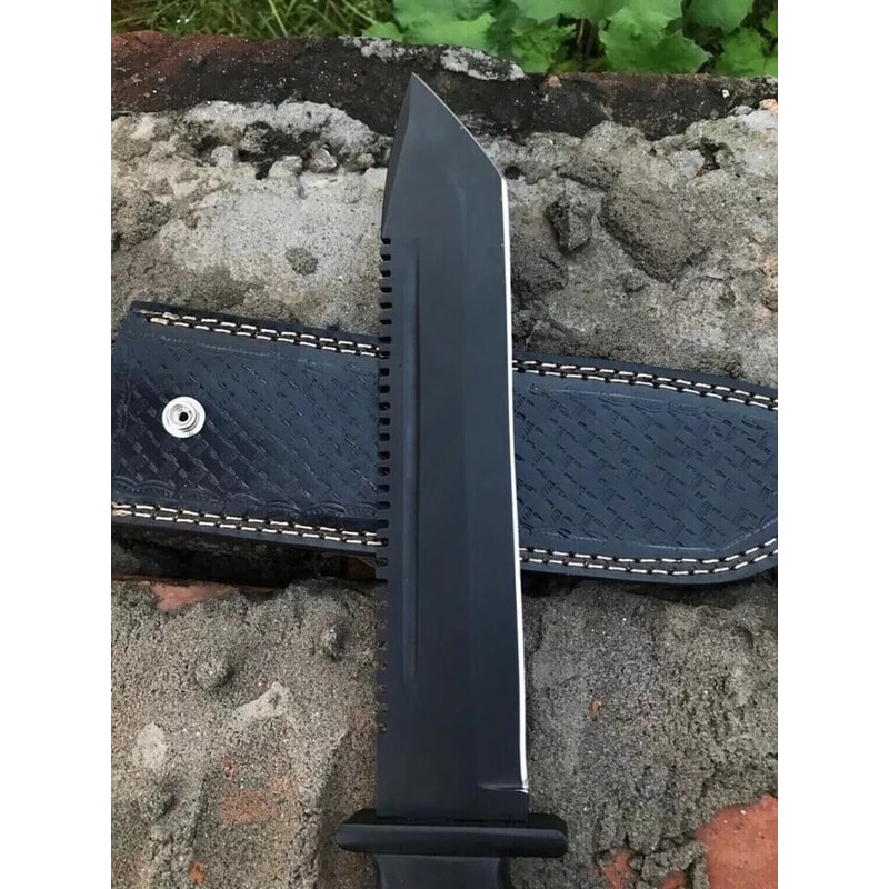Carbon Steel Bowie Knife Full Tang Bowie Survival Outdoor Knife Camping Outdoor (3).jpg