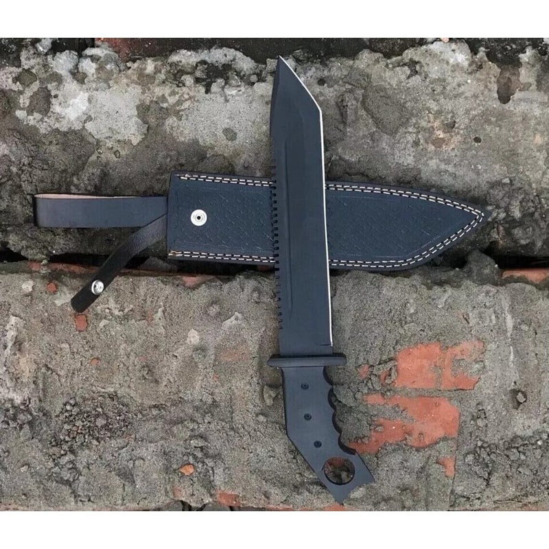 Carbon Steel Bowie Knife Full Tang Bowie Survival Outdoor Knife Camping Outdoor (4).jpg