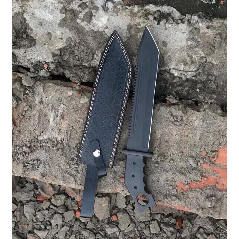 Carbon Steel Bowie Knife Full Tang Bowie Survival Outdoor Knife Camping Outdoor (5).jpg