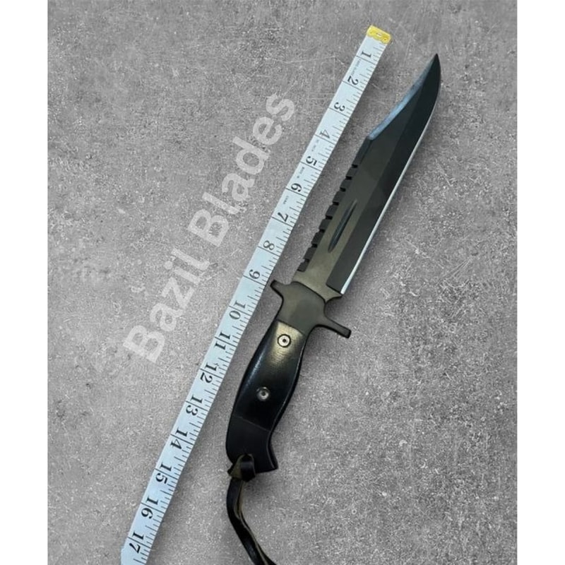 Full Tang Hunting Knife Black Powder Coated Knife Custom Handmade Survival Knife.jpg
