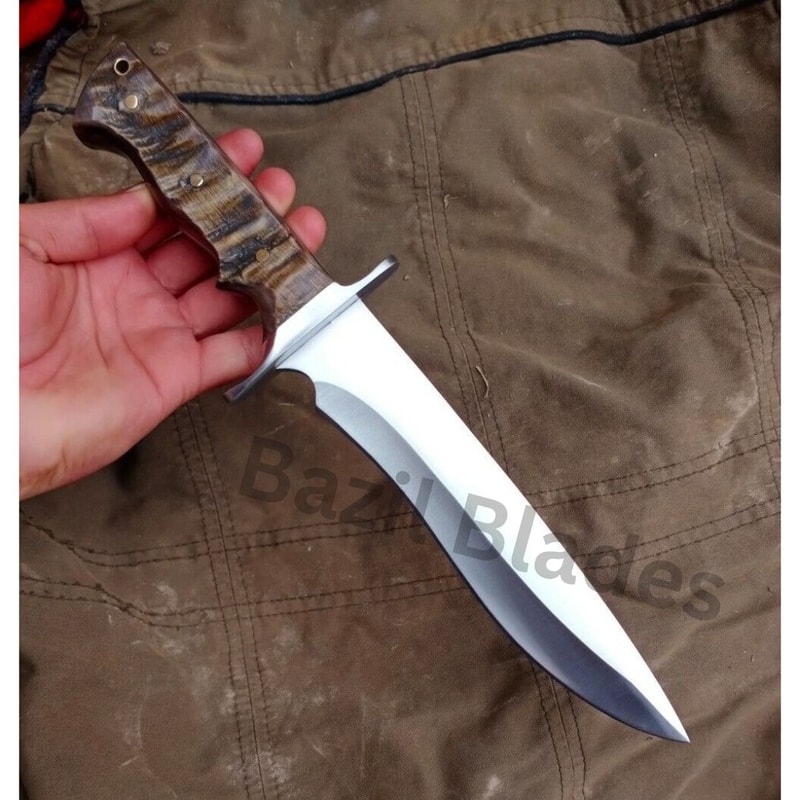 Fixed Bowie Knife Custom Handmade Full Tang Bowie Survival Knife D2 Tool Steel.jpg