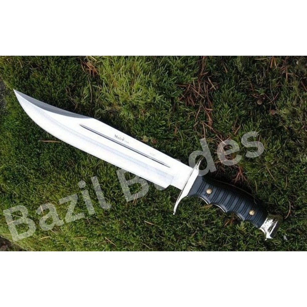 Custom Handmade Bowie Knife Full Tang D2 Tool Steel Mirror Polished Camping Knif.jpg