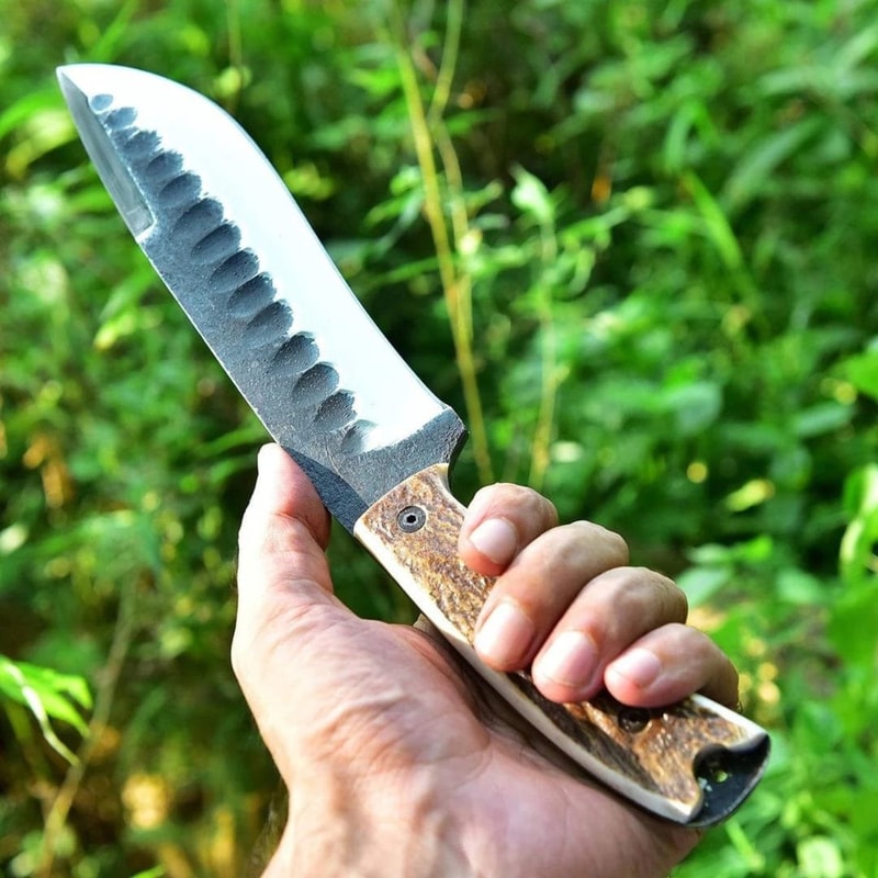 Handmade Stag Handle Custom Knife 1095 Carbon Steel Bowie Knife Survival Knife 0
